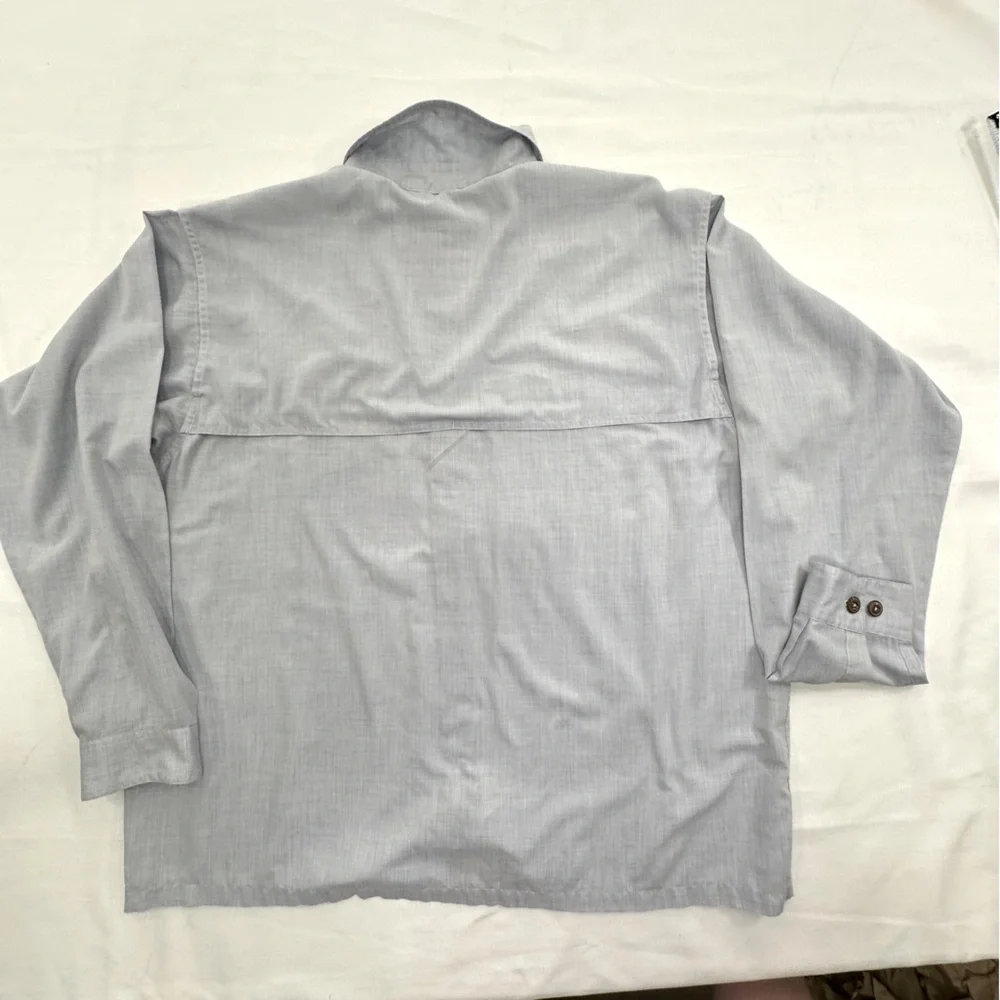Patagonia Vintage Outdoor Long Sleeve Vented Fishing Shirt Pale Blue/Gray Large - Picture 3 of 15